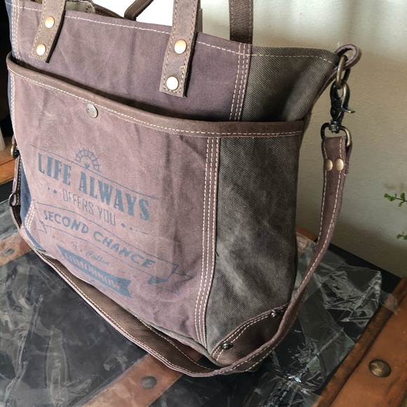 Myts Life Always upcycled Canvas purse NWT - Picture 6 of 7
